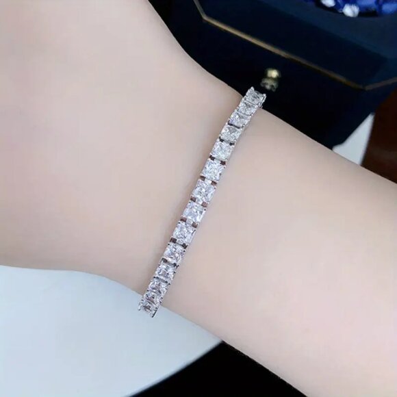 925 Sterling Silver 2ct Diamond 7" Womens Tennis Bracelet Ladies 7 inch Jewelry - Picture 4 of 6